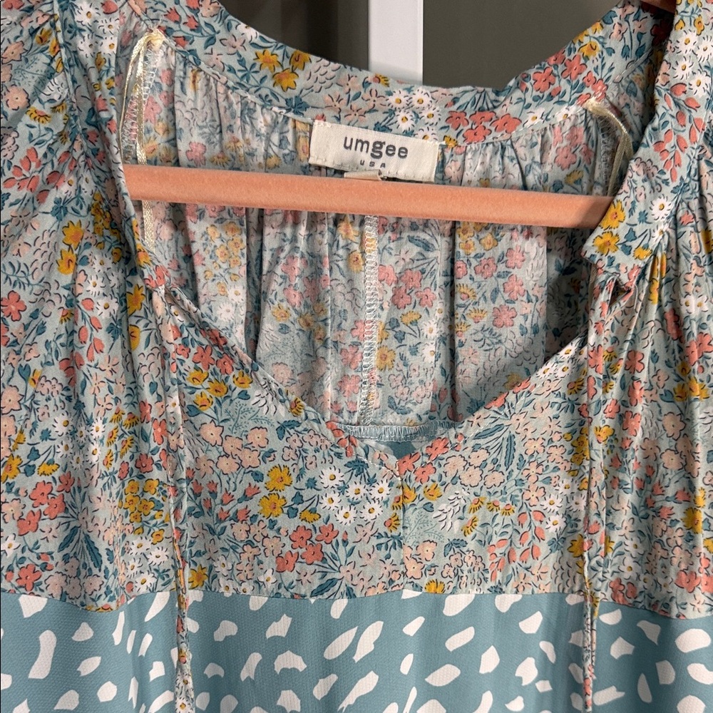 Umgee Boho Patchwork Blouse Size Small - image 5